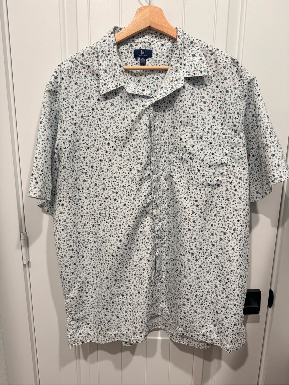 George White Short-Sleeve Floral Button-Down Shirt
